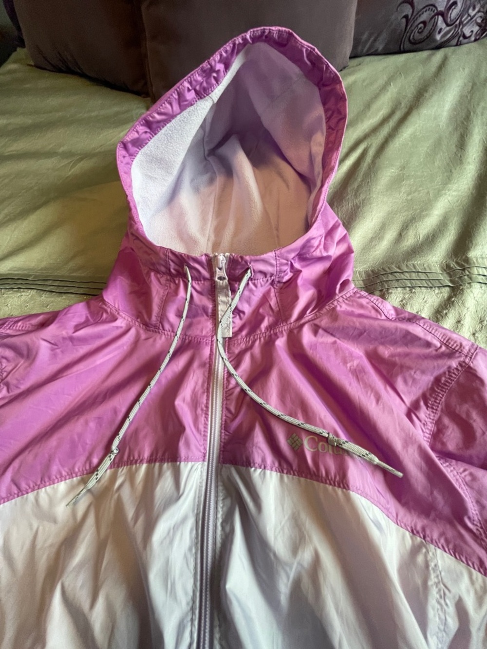 Columbia Women's Lilac & Pink Hooded Lined Windbreaker Jacket size M - Picture 6 of 11